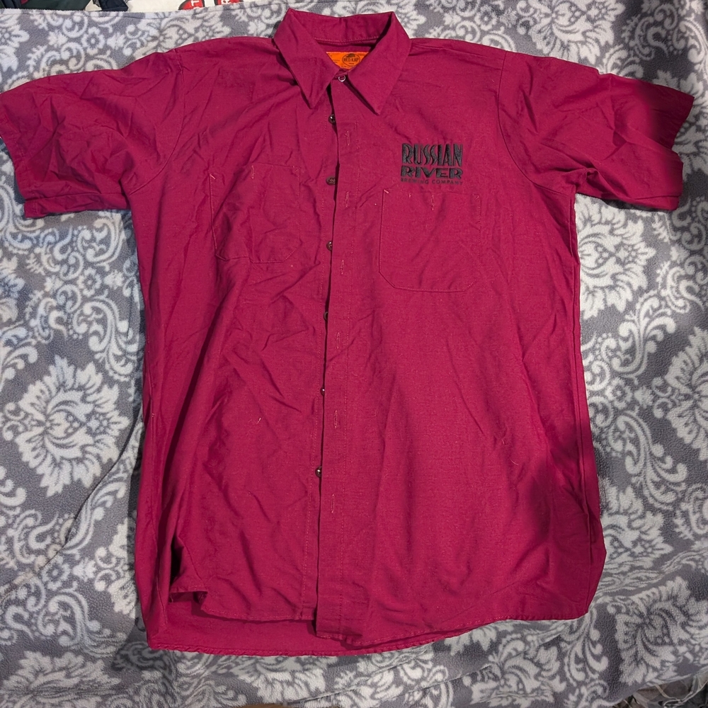 Russian River Brewery Men's Casual Button Down Shirt - Burgundy - Picture 2 of 2